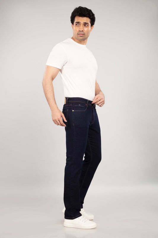 Deep Space Blue Stretch Classic Denim - Straight Fit Jeans Sale