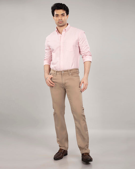 Beige Stretch Denim - Straight Fit Jeans Sale