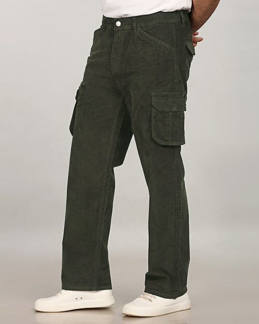Olive Green Stretch Corduroy Classic Cargo