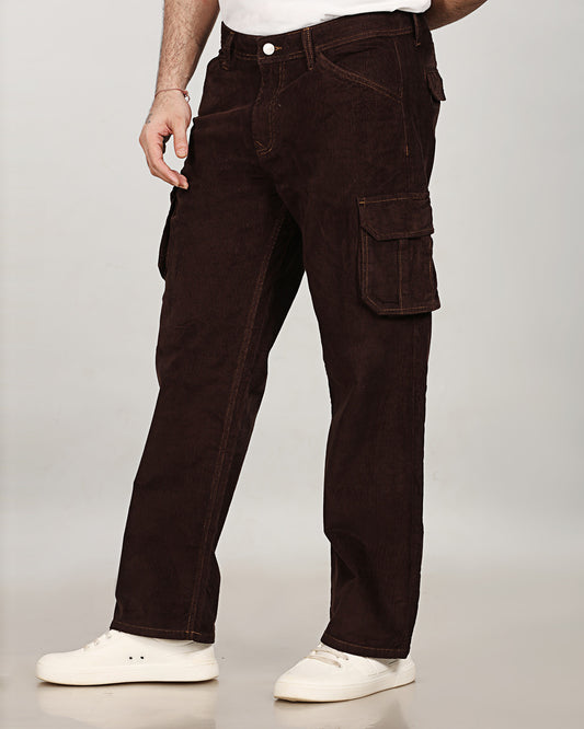Coffee Brown Stretch Corduroy Classic Cargo