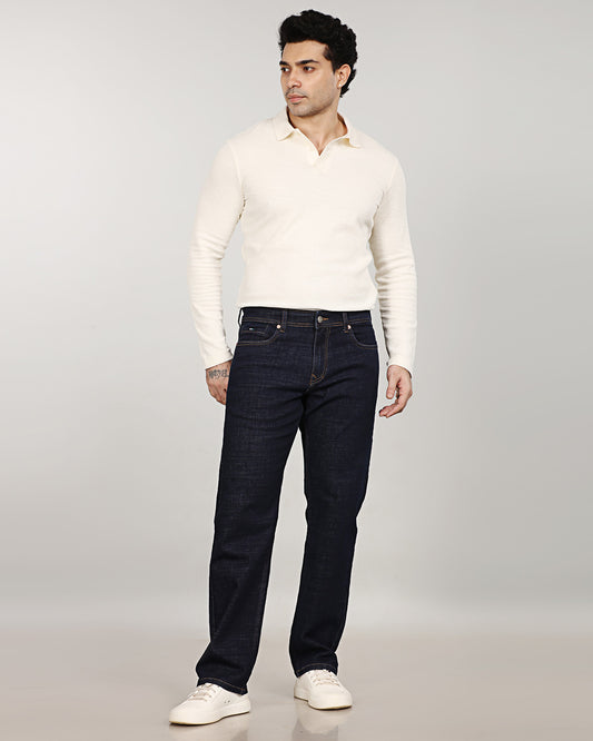 Raw Indigo Stretch Denim - Straight Fit Jeans Sale