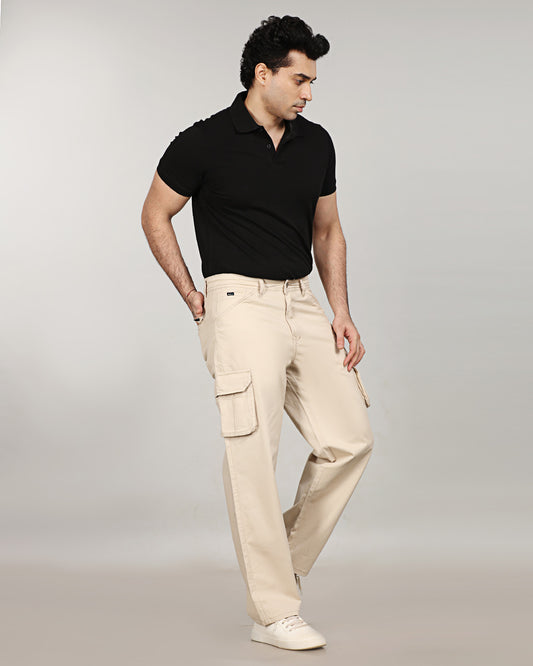 Cream Stretch Cotton Classic Cargo
