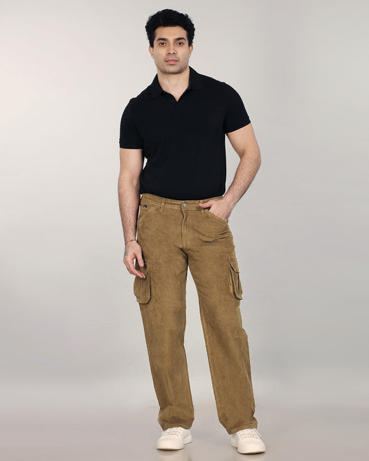 British Khaki Stretch Corduroy Classic Cargo