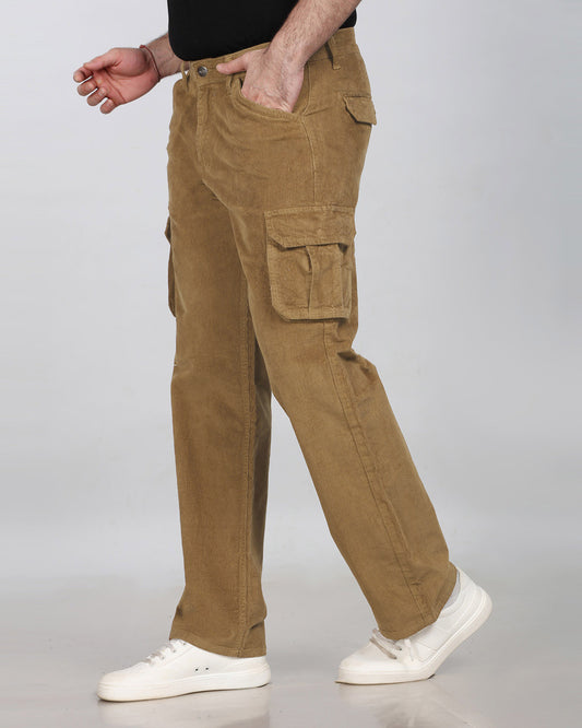 British Khaki Stretch Corduroy Classic Cargo