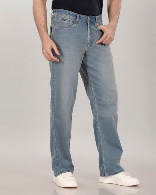Tinted Glacier Blue Stretch Denim - Relaxed Fit Jeans