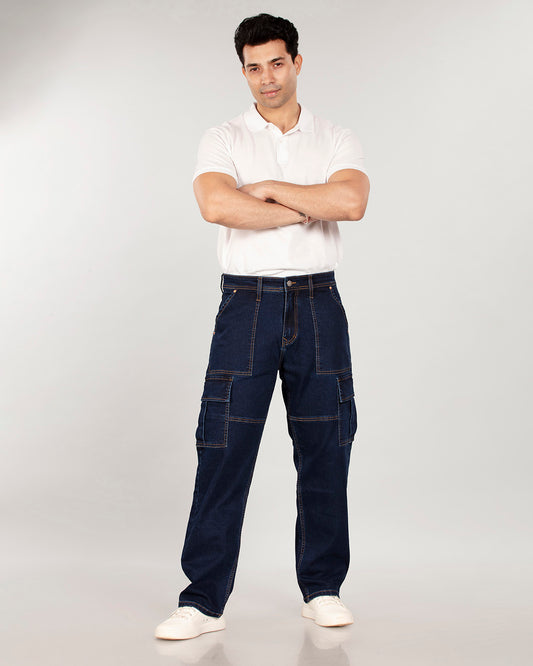 Deep Space Blue Stretch Classic Denim - Neo Cargo Sale