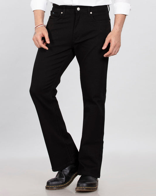 Pure Black Stretch Denim - Bootcut Fit Jeans Sale