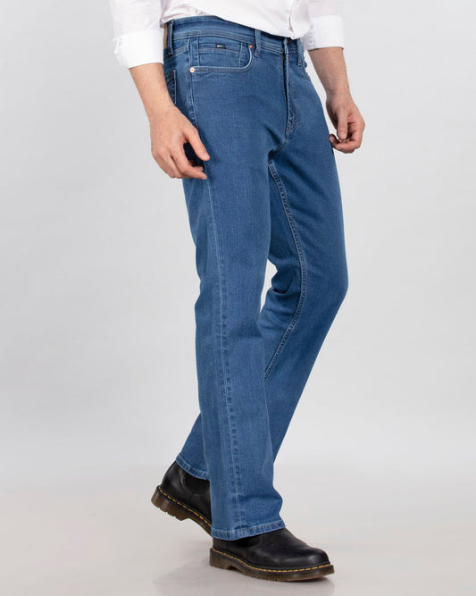 Mid Blue Stretch Denim - Bootcut Fit Jeans Sale