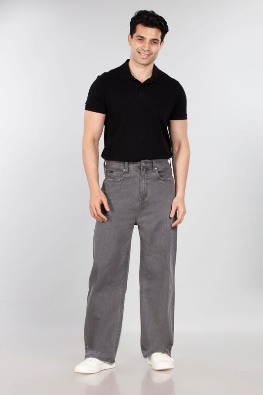 Charcoal Stretch Denim - Baggy Fit Jeans Sale