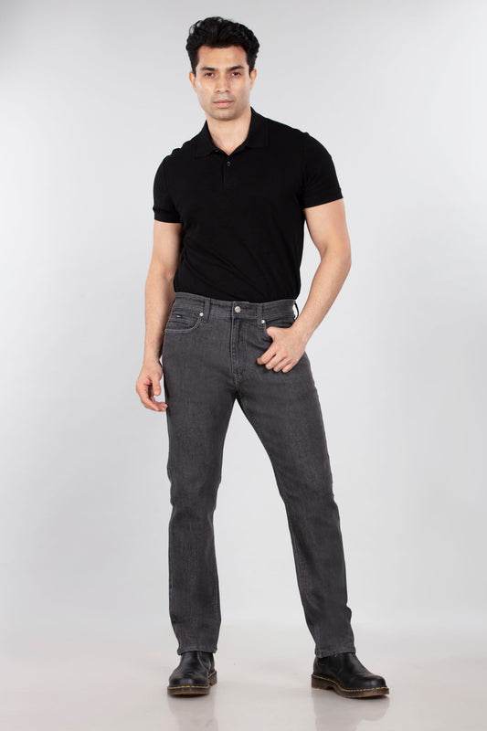 Graphite Stretch Denim - Straight Fit Jeans Sale