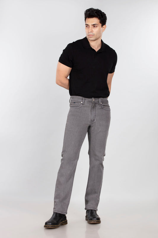 Charcoal Stretch Denim - Straight Fit Jeans Sale