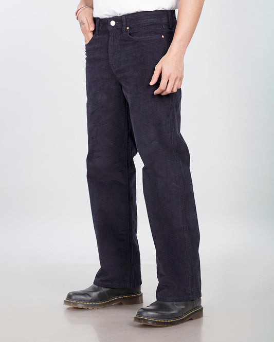 Navy Blue Stretch Corduroy - Relaxed Fit Jeans