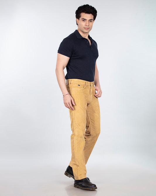 Beige Stretch Corduroy - Straight Fit Jeans Sale