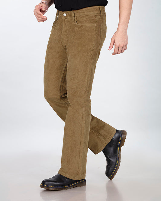 British Khaki Stretch Corduroy - Bootcut Jeans