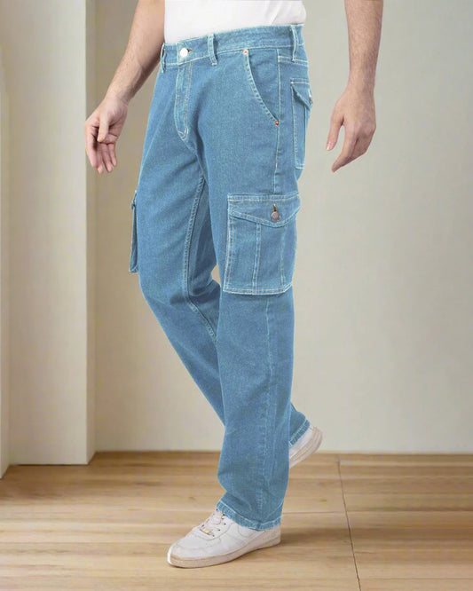 Custom Made Glacier Blue Men's Straight Fit Cargo
