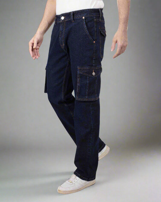 Custom Made Deep Space Blue Men's Straight Fit Cargo