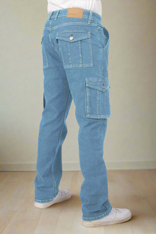Custom Made Glacier Blue Men's Straight Fit Cargo