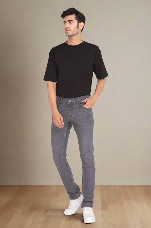 Custom made Charcoal Straight Fit Jeans Pants for Men