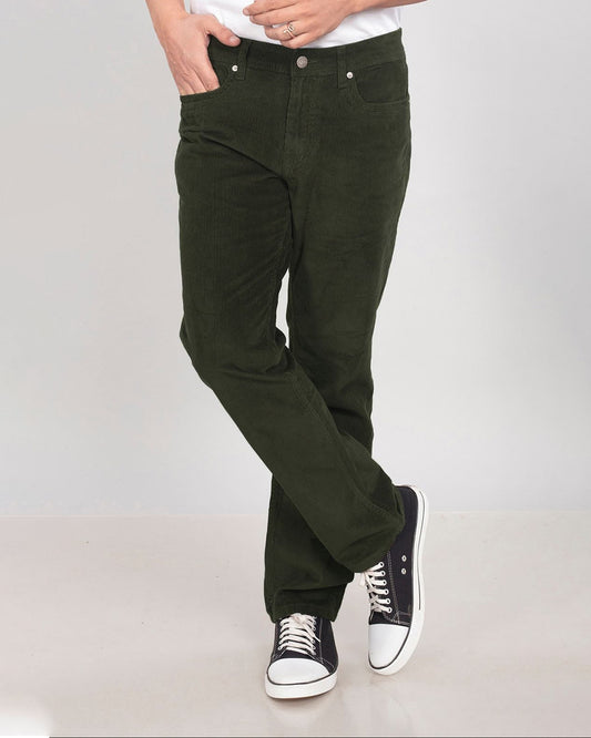 Custom made olive green Men's Straight Fit Corduroy