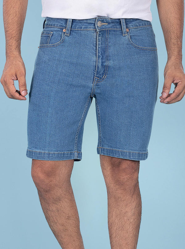 Custom Made Mid Blue Mens Denim Shorts 