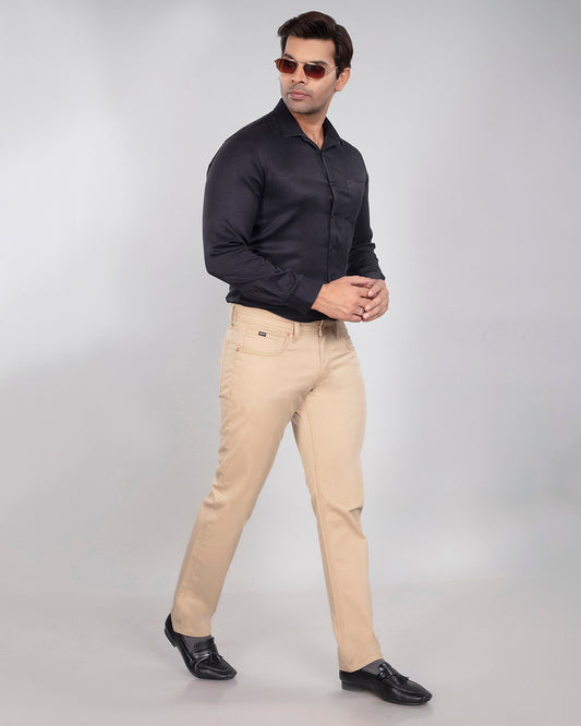 Custom made Khaki Cotton Stretch Jeanos for Men