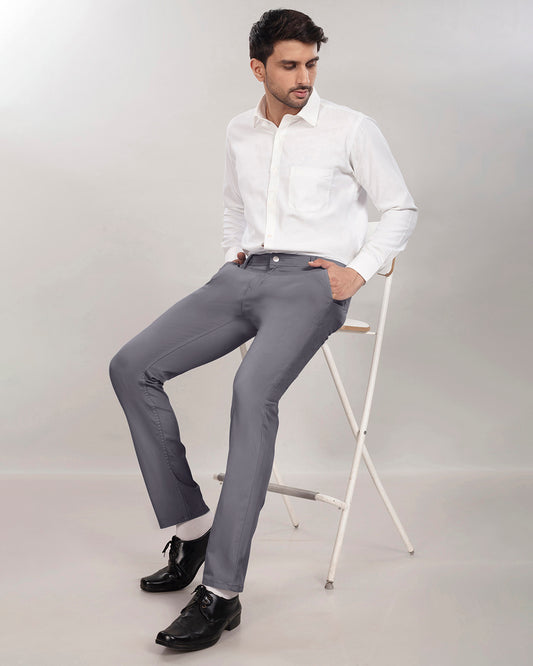 Custom made Charcoal Cotton Stretch Chinos for Men