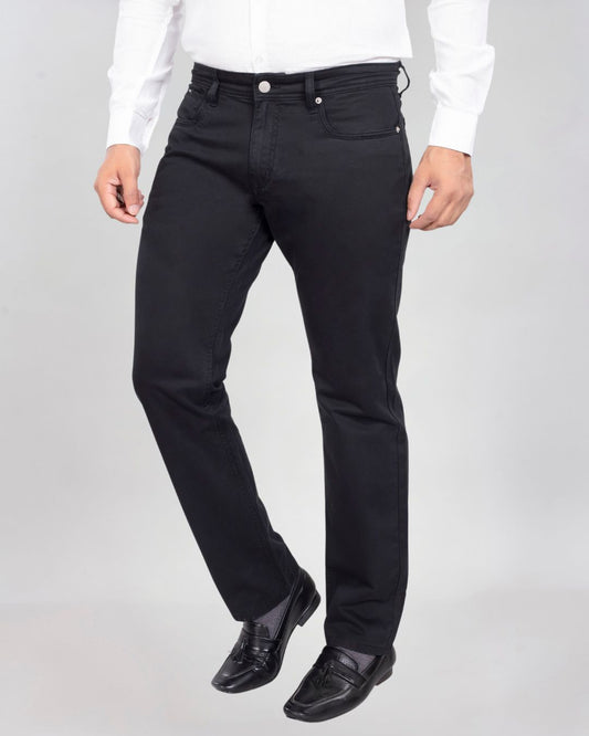 Custom made Pure Black Cotton Stretch Jeanos for Men