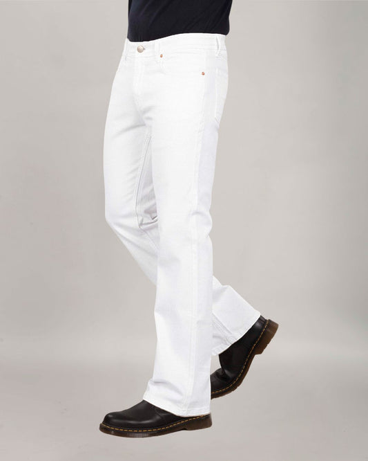 Pure White Stretch Denim - Bootcut Jeans Sale