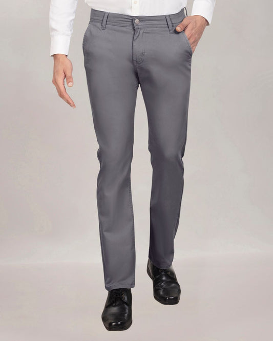 Custom made Charcoal Cotton Stretch Chinos for Men