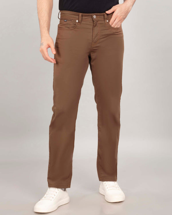 Coffee Brown Cotton Jeanos