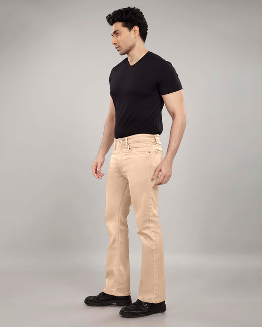Cream Stretch Denim - Bootcut Jeans Sale