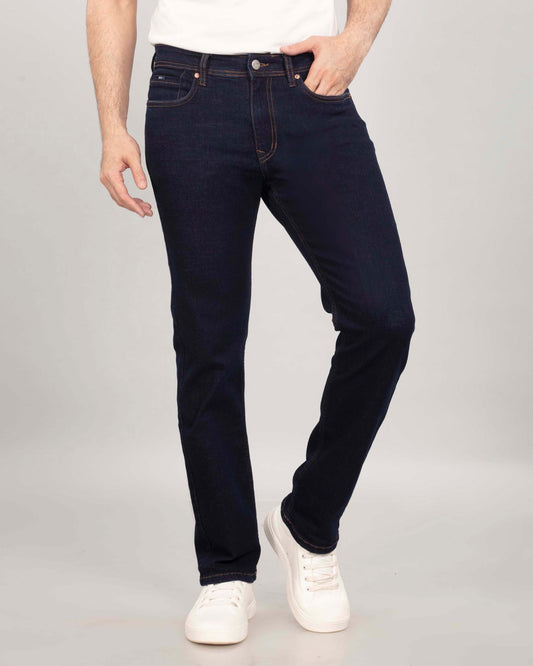 Deep Space Blue Stretch Classic Denim - Straight Fit Jeans Sale