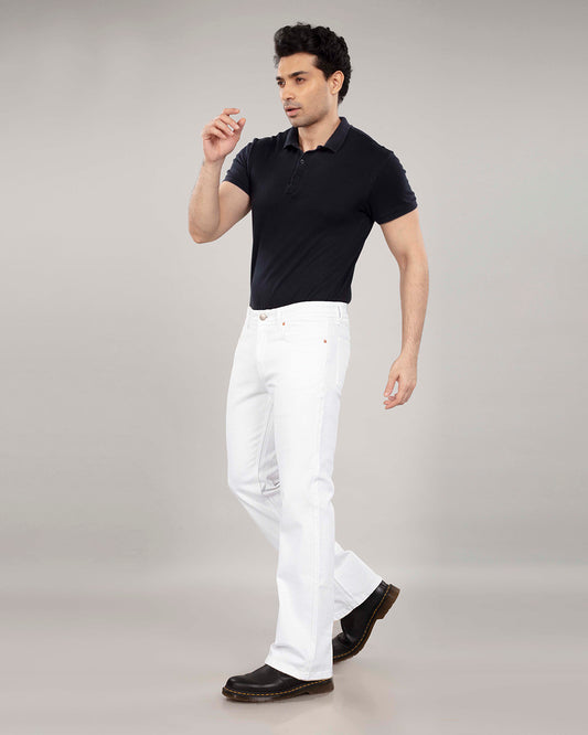 Pure White Stretch Denim - Bootcut Jeans Sale