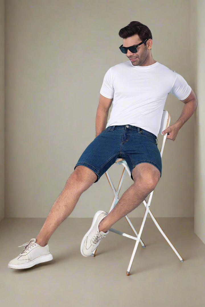 Custom Made Deep Space Blue Mens Denim Shorts 