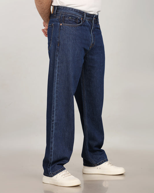 Deep Space Blue Non-Stretch Denim - Relaxed Fit Jeans