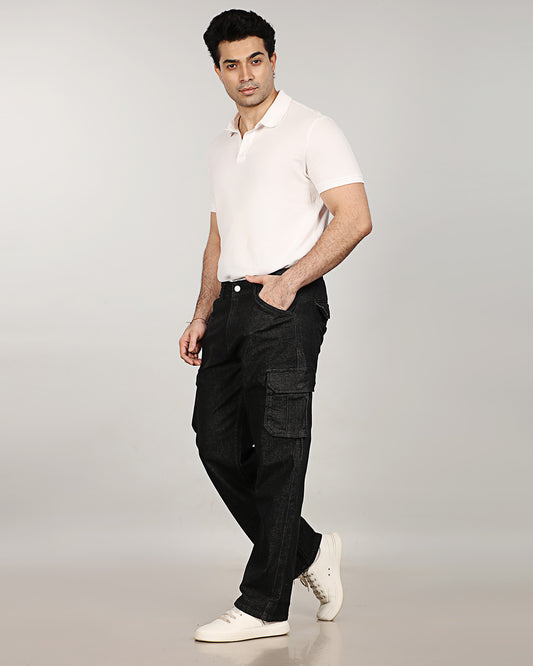 Carbon Black Stretch Denim Classic Cargo Sale
