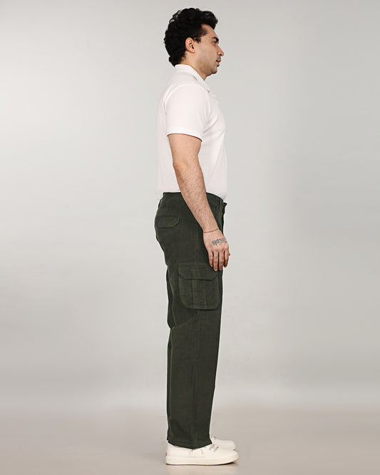 Olive Green Stretch Corduroy Classic Cargo