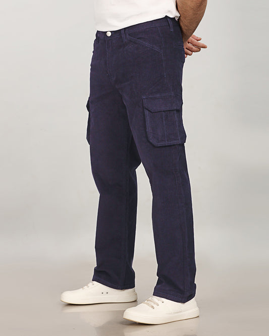 Navy Blue Stretch Corduroy - Straight Fit Classic Cargo Sale