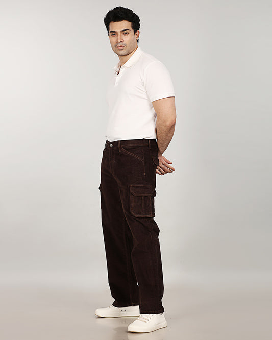Coffee Brown Stretch Corduroy Classic Cargo