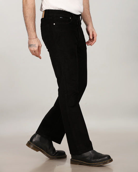 Pure Black Stretch Corduroy - Bootcut Jeans