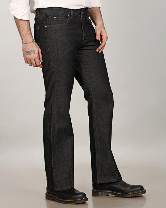 Carbon Black Non-Stretch Denim - Bootcut Fit Jeans Sale