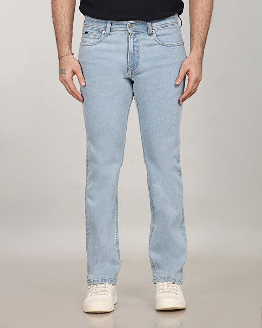 Glacier Blue Stretch Denim - Straight Fit Jeans Sale