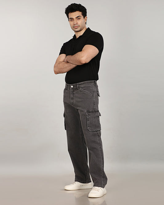Graphite Stretch Denim - Straight Fit Classic Cargo Sale
