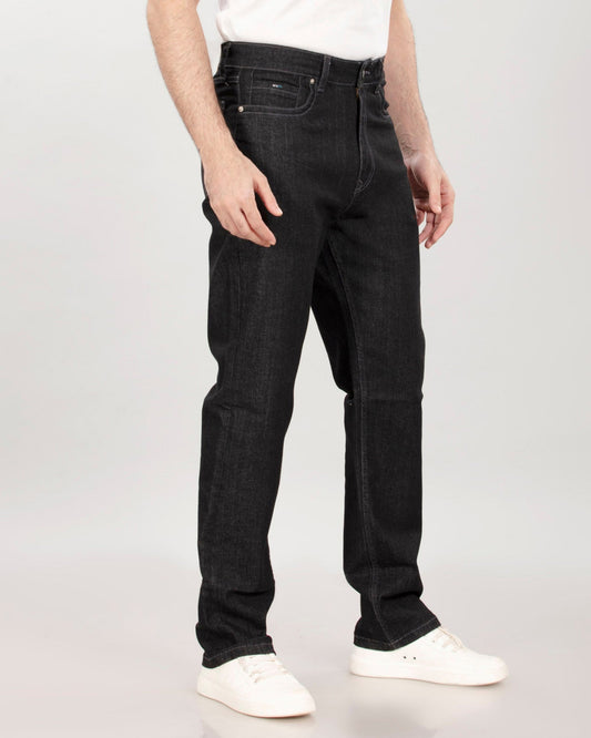Carbon Black Stretch Denim - Straight Fit Jeans Sale