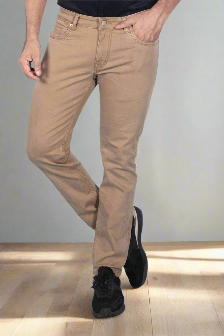Custom made British Khaki Straight Fit Jeans Pants for Men
