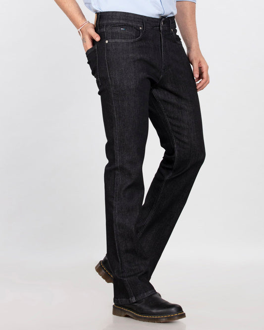 Carbon Black Stretch Denim - Bootcut Fit Jeans Sale