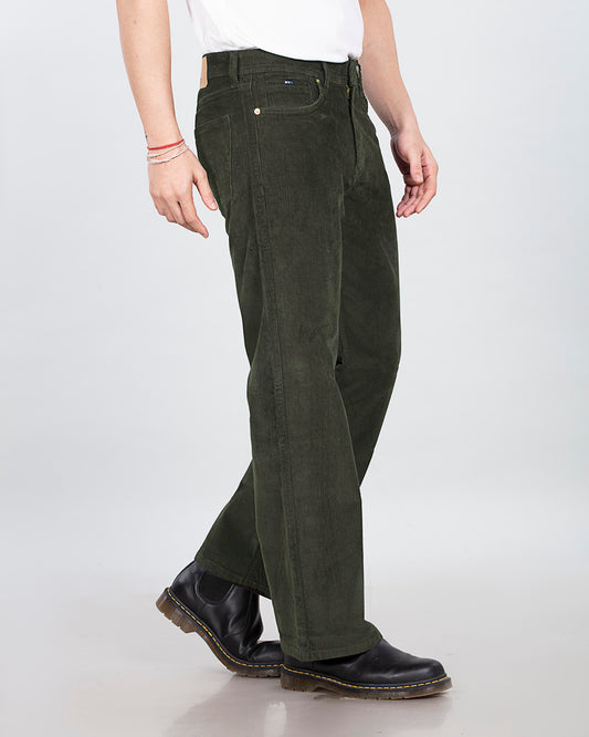 Olive Green Stretch Corduroy - Relaxed Fit Jeans