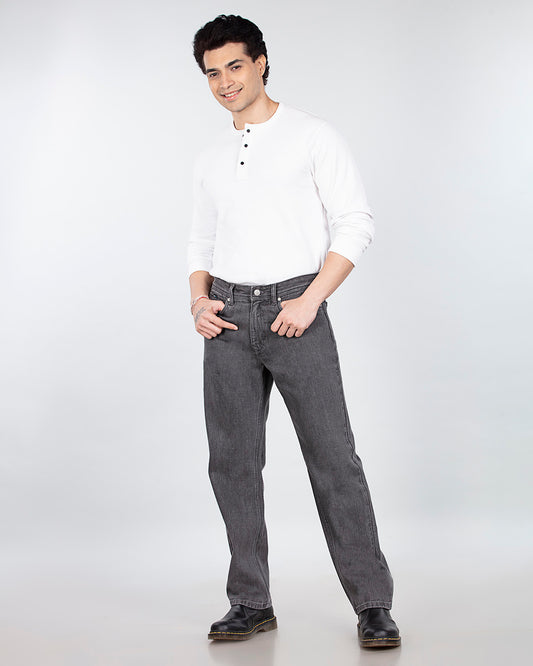 Graphite Non-Stretch Denim - Straight Fit Jeans Sale