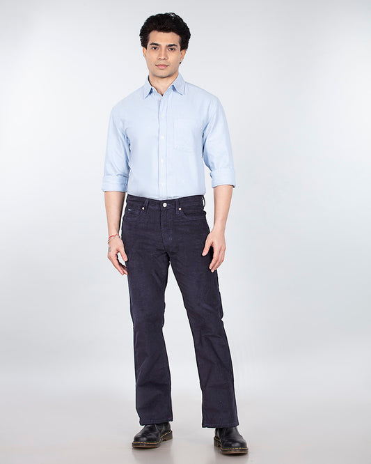 Navy Blue Stretch Corduroy - Bootcut Jeans