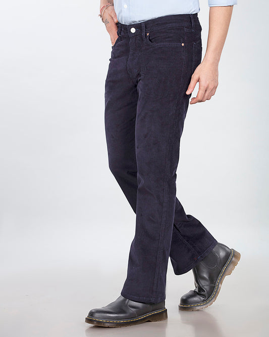 Navy Blue Stretch Corduroy - Bootcut Jeans